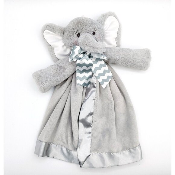 Gray Elephant Lovey Security Blanket by Bearington Baby 15" Satin - Picture 2 of 5